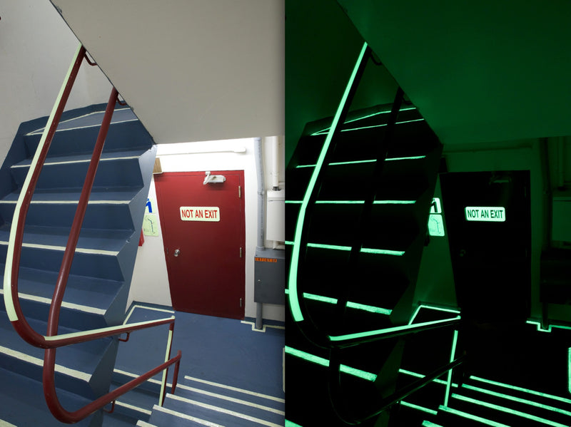 Illuminating Multipurpose Adhesive Strip, Handrail Tape, Tamper resistant Handrail tape, Safety Markings, Egress and Stairwell Solutions