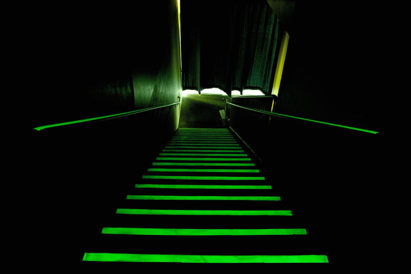 Illuminating Epoxy Delivery System for Stair Edge, luminous stairwell stair edges, Best solution for NFPA Code Approved luminous Stairwell, Best solution for NFPA Code Approved luminous Stair edge, Floor Marker, Egress and Stairwell Solutions