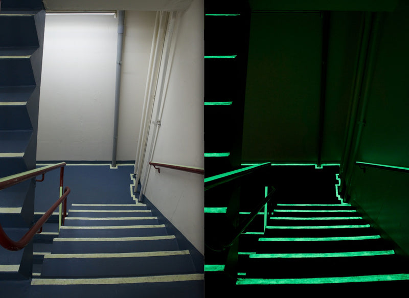 Illuminating Epoxy Delivery System for Stair Edge, luminous stairwell stair edges, Best solution for NFPA Code Approved luminous Stairwell, Best solution for NFPA Code Approved luminous Stair edge, Floor Marker, Egress and Stairwell Solutions